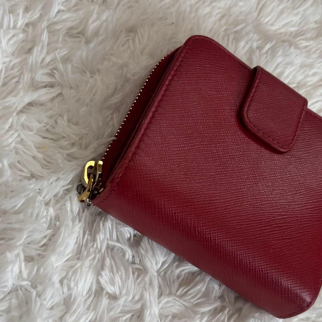 PRADA プラダ 付属品付き1ML036 二つ折り財布 サフィアーノ レッド