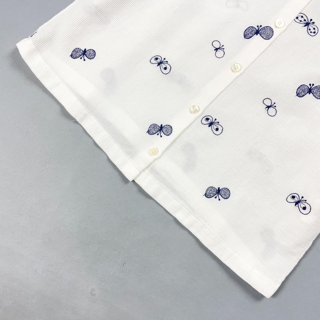 美品 ミナペルホネン 丸襟ブラウス 蝶々刺繍 ホワイト サイズ38*GD26