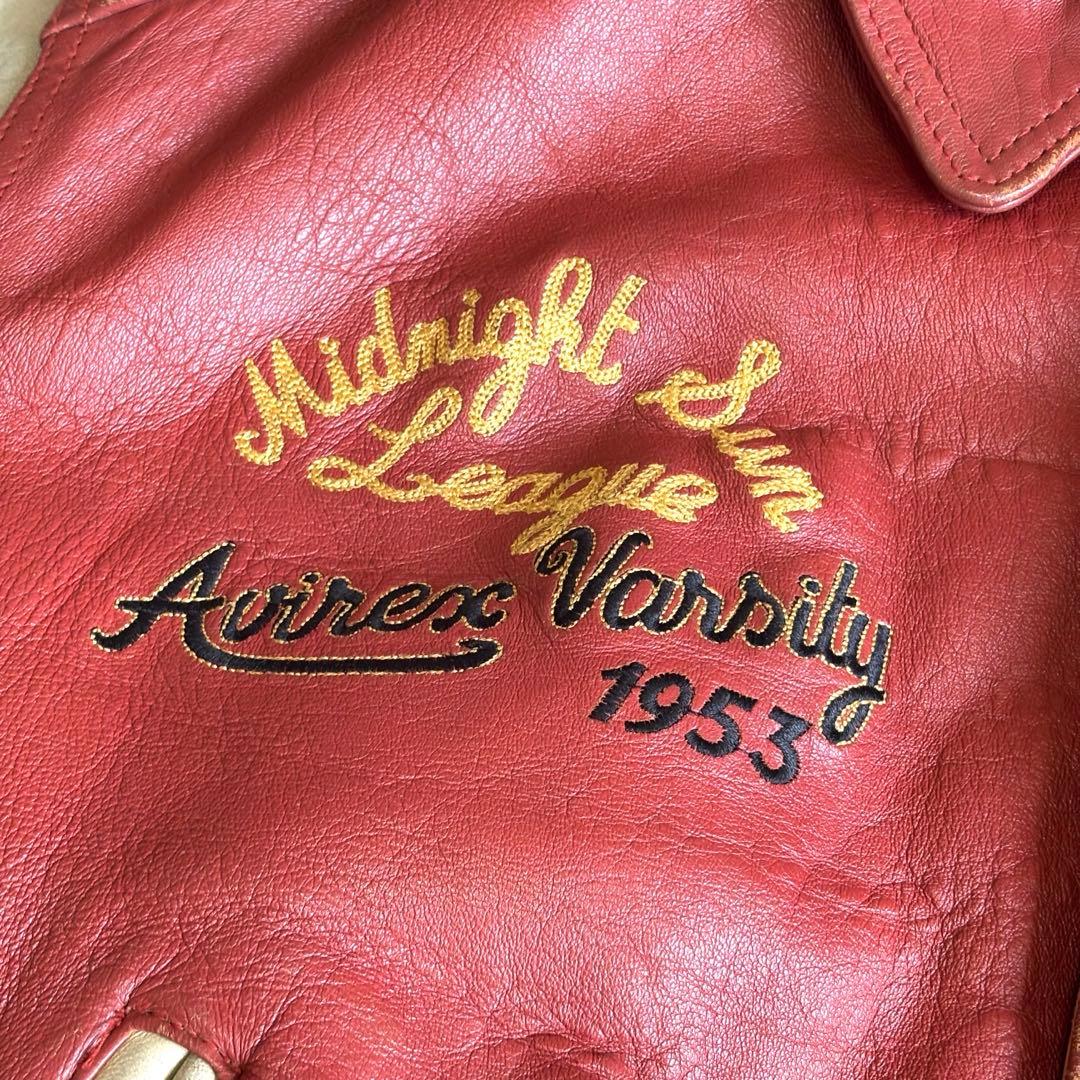 【超希少】アヴィレックス ラムレザージャケット スタジャン 羊革 刺繍 ワッペン