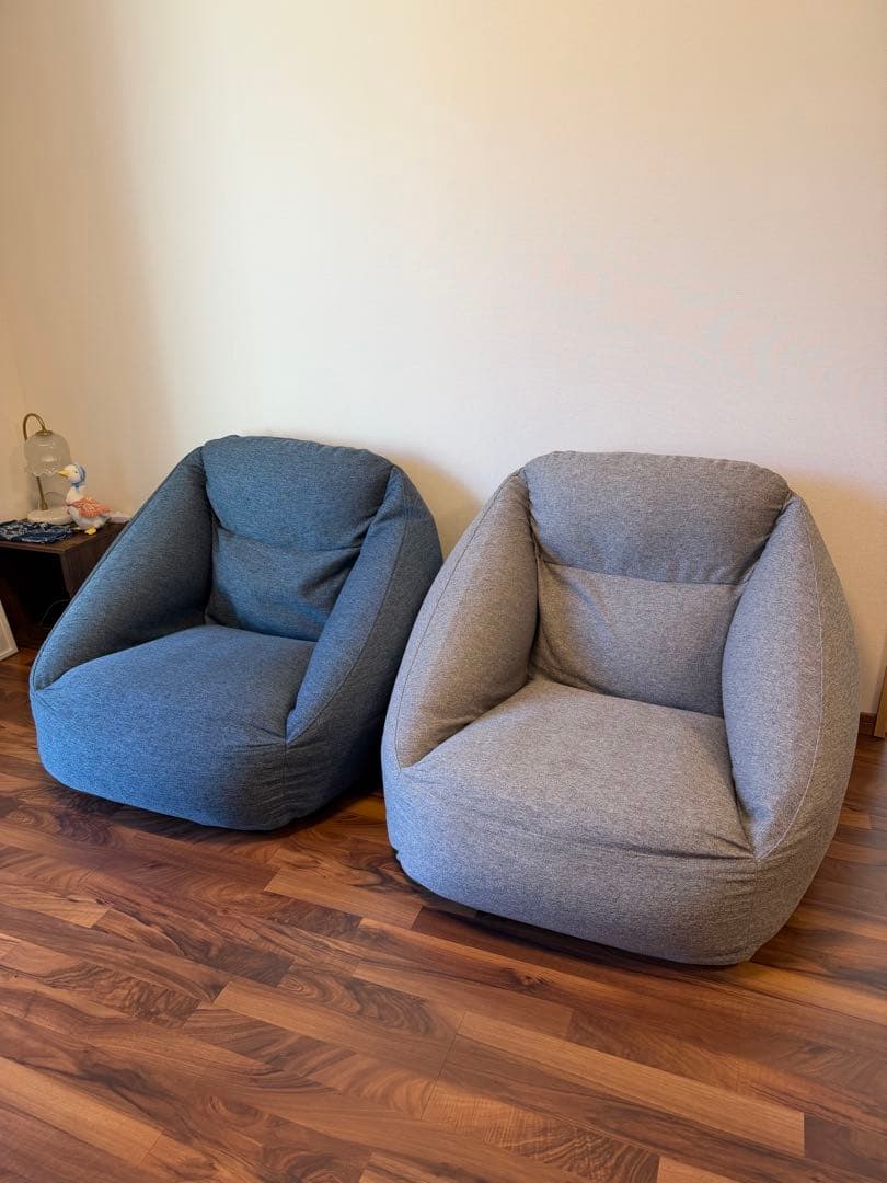 【2点セット】無印良品 空気でできたソファ　ブルー&グレー