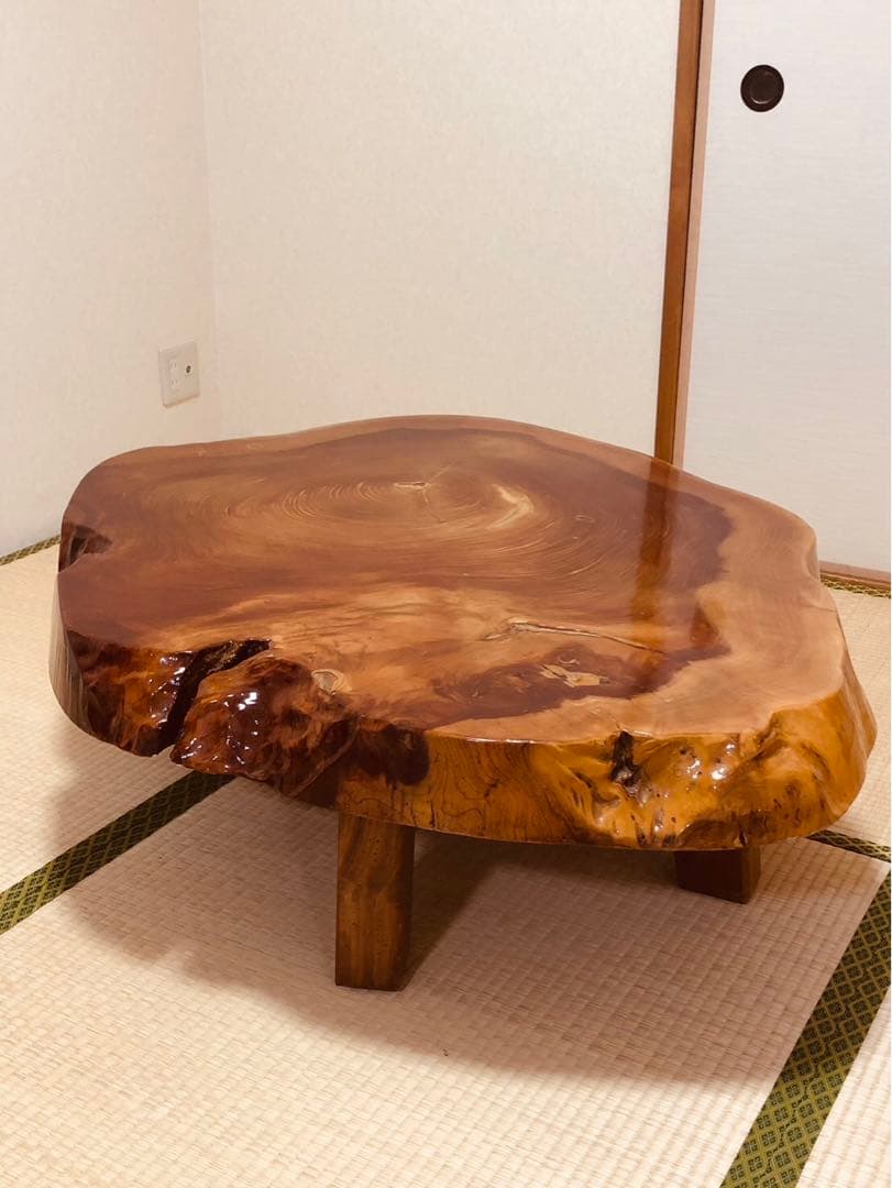 【格安出品】50年以上前の屋久杉　輪切り座卓　ローテーブル 68kg 一枚板