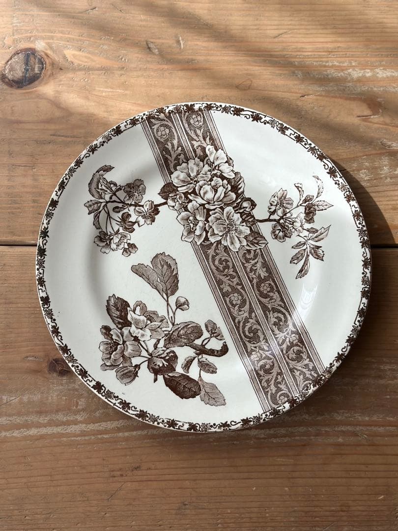美品　フランス　アンティーク　エミールブルジョワ　花とレースの平皿プレート