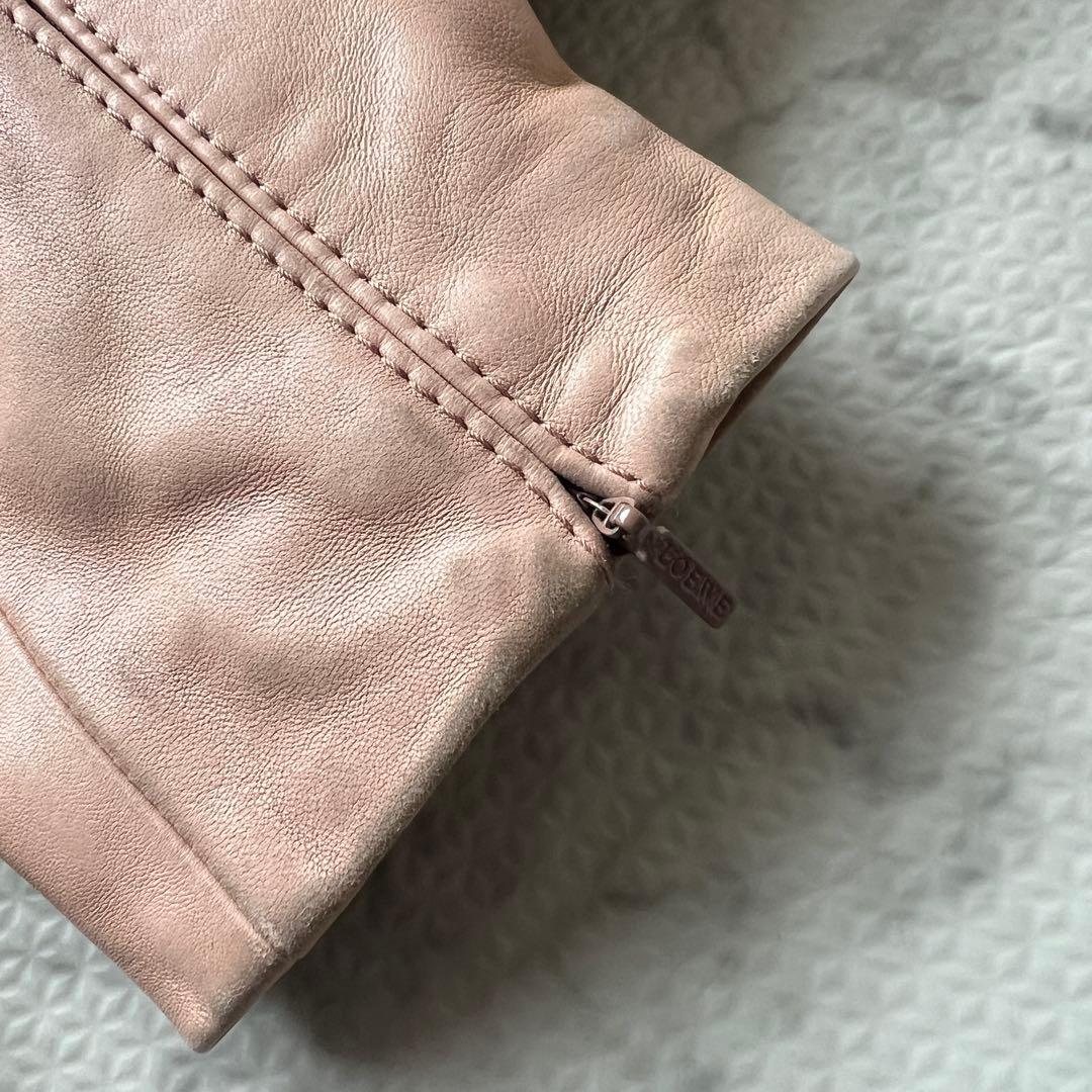 ロエベ レザージャケット ピンク アナグラム レディース 38 ビンテージ