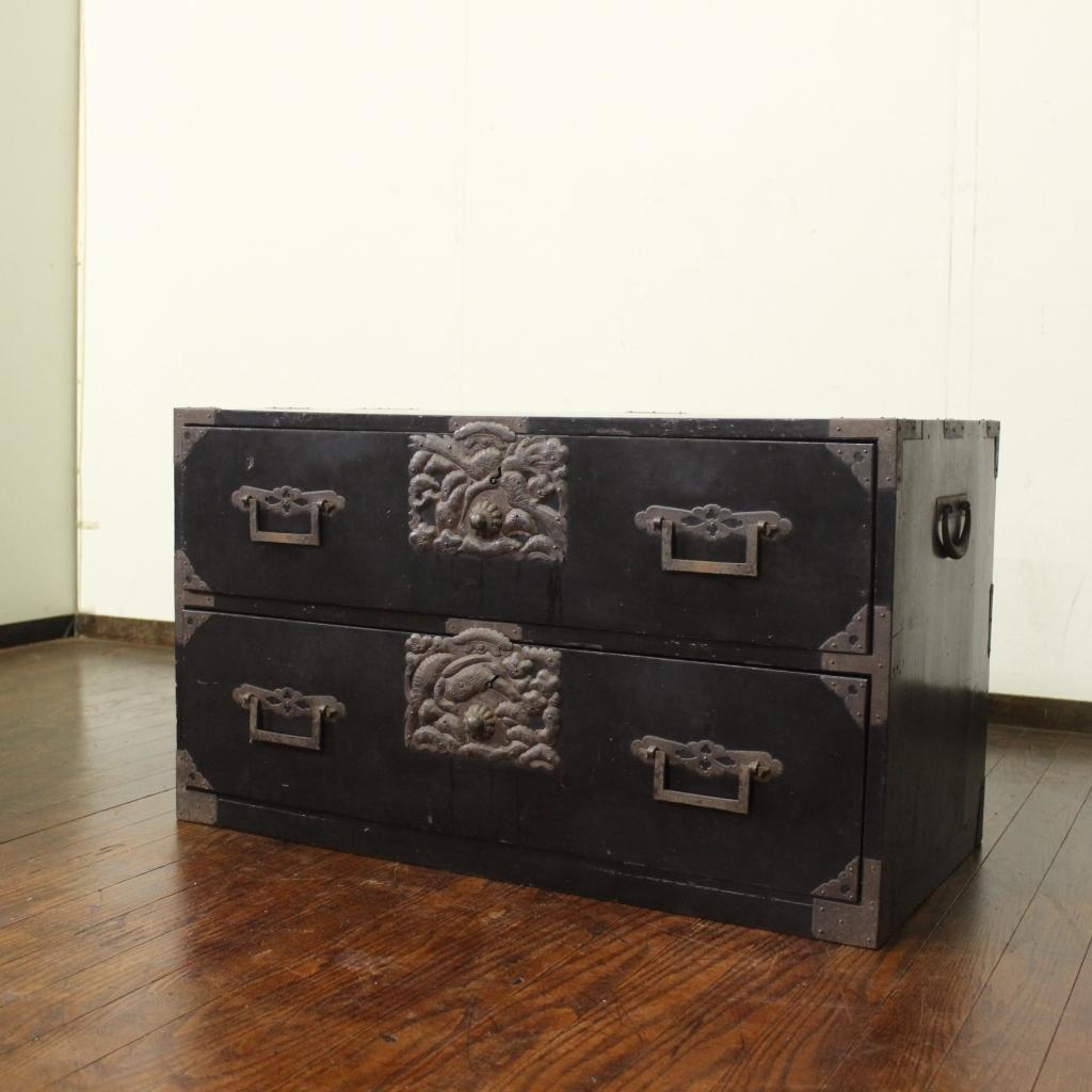 打出金具！庄内箪笥 古家具/古民家/時代箪笥/チェスト/和家具/古道具/古民具