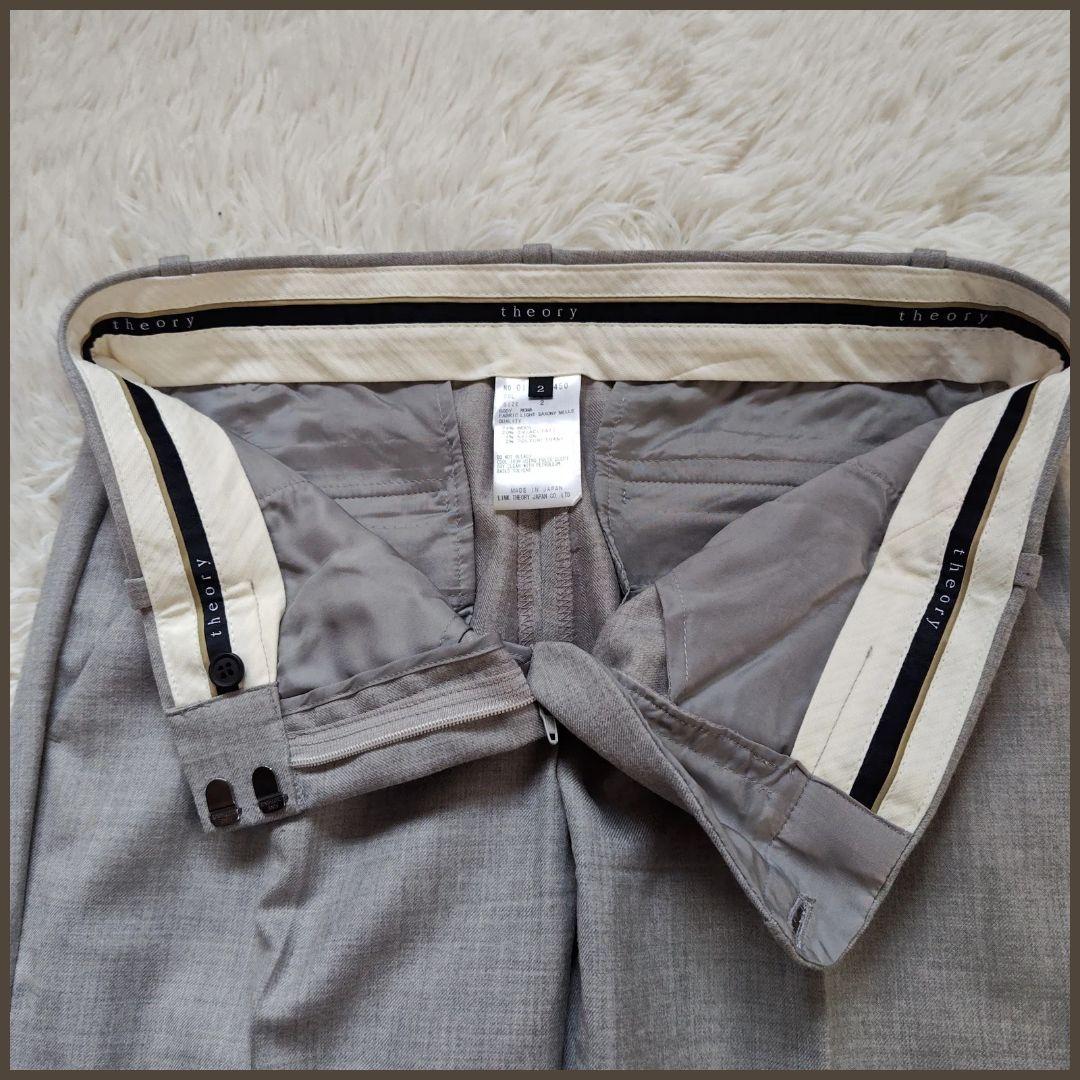 セオリー　パンツスーツ　セットアップ　ビジネス　フォーマル　グレー　1つボタン