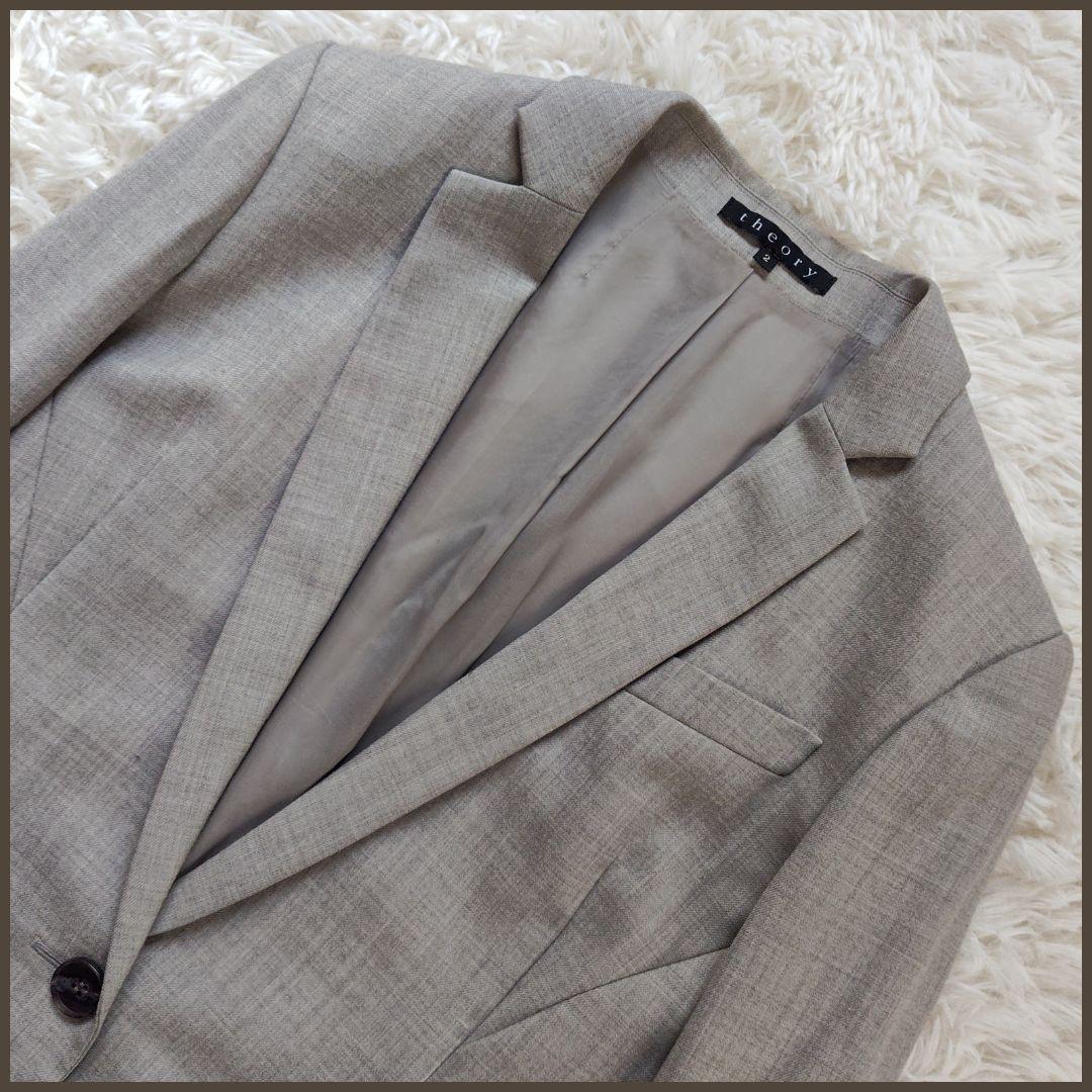 セオリー　パンツスーツ　セットアップ　ビジネス　フォーマル　グレー　1つボタン
