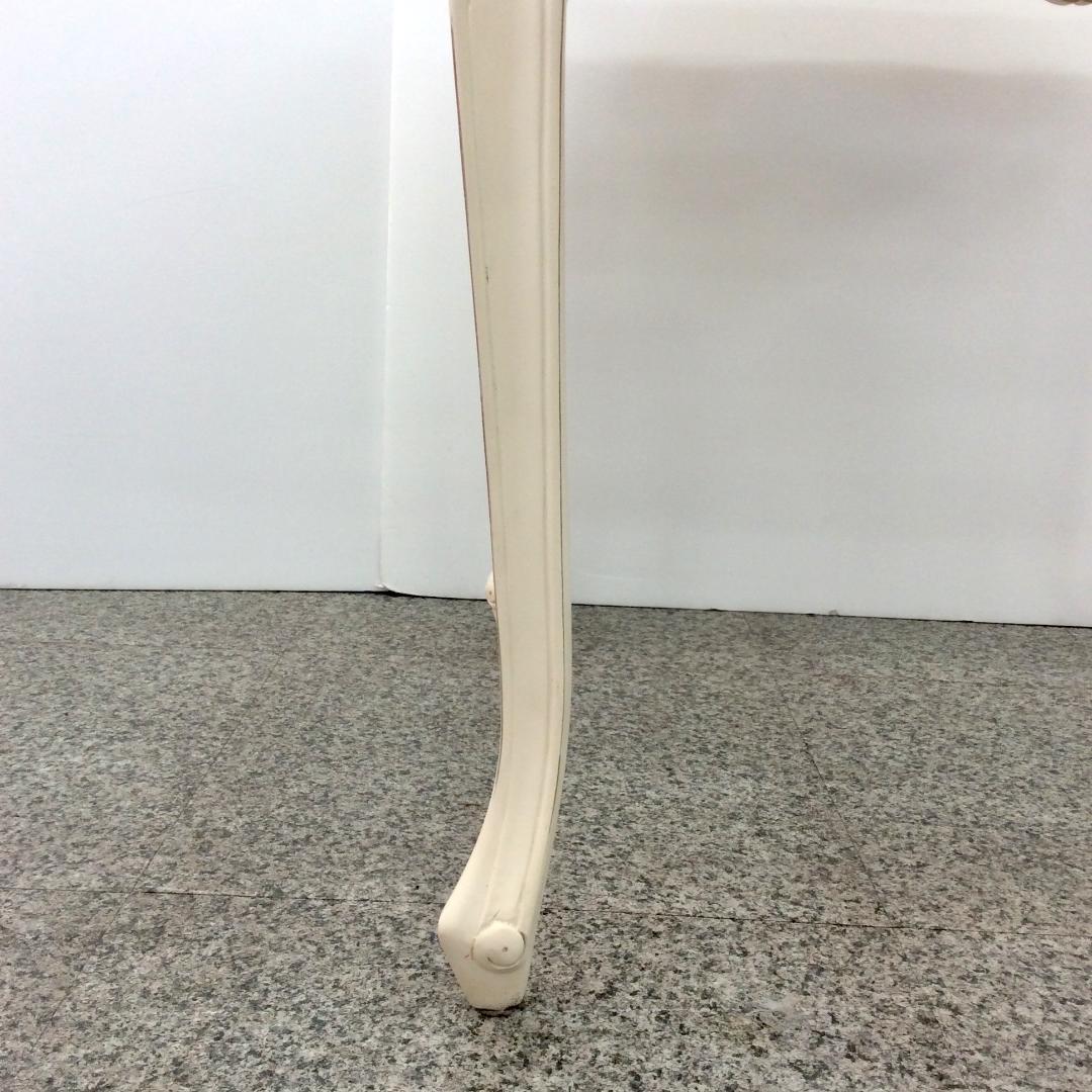 ダイニングテーブル ホワイト 猫脚 アンティーク ロココ調 引き出し付