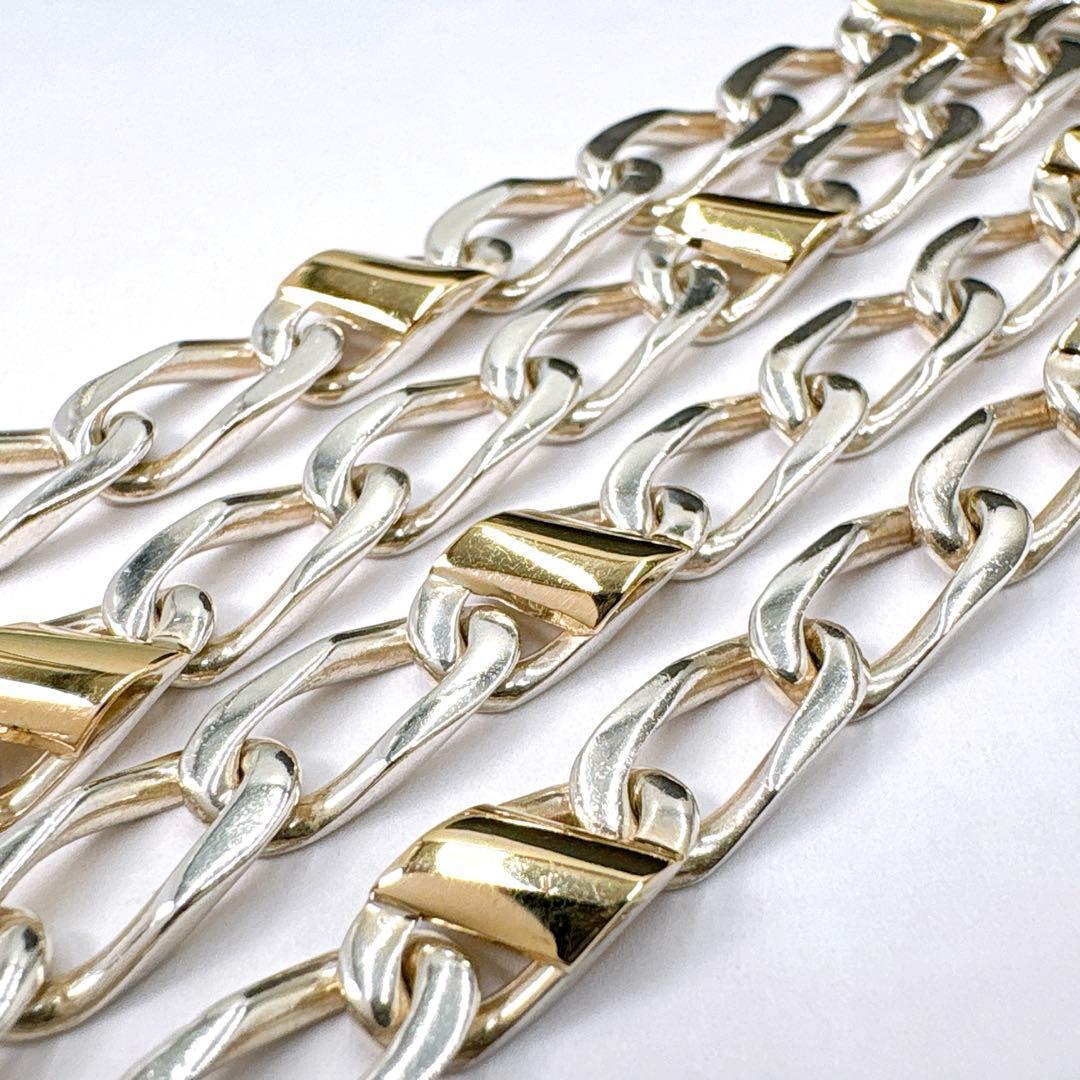 極美品 オールドティファニー フィガロ リンク ネックレス シルバー k18