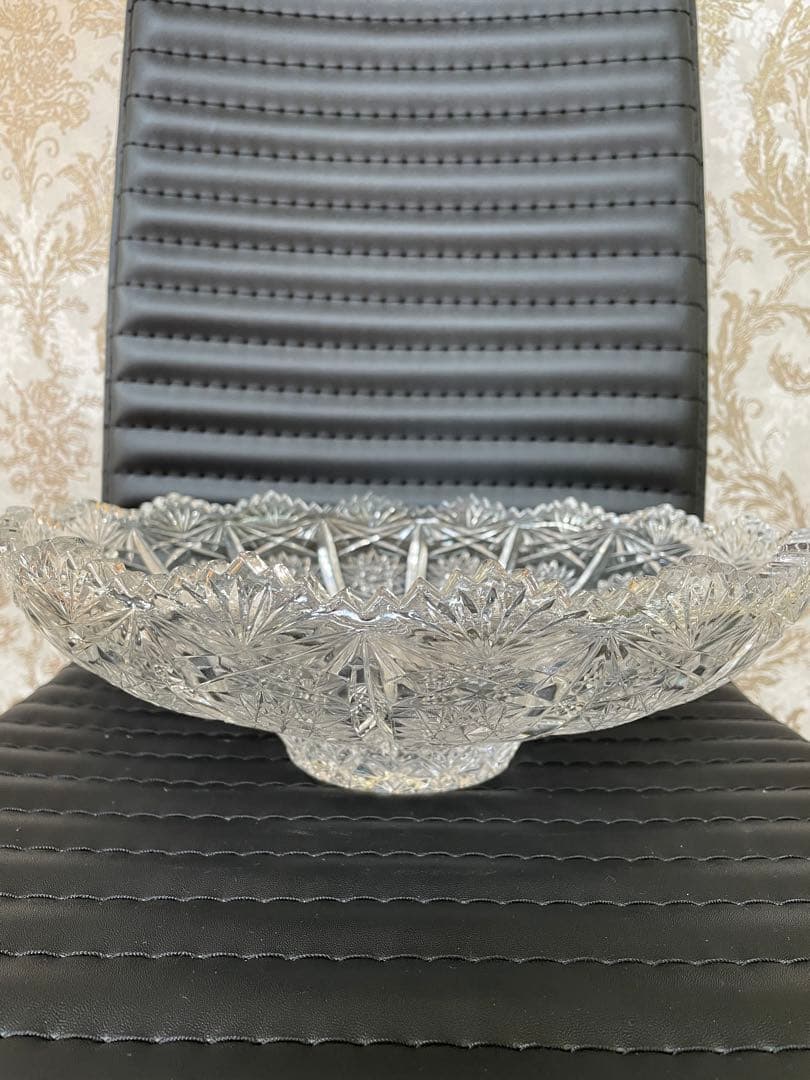 クリスタルBohemia製 花模様ボウル 約30cm