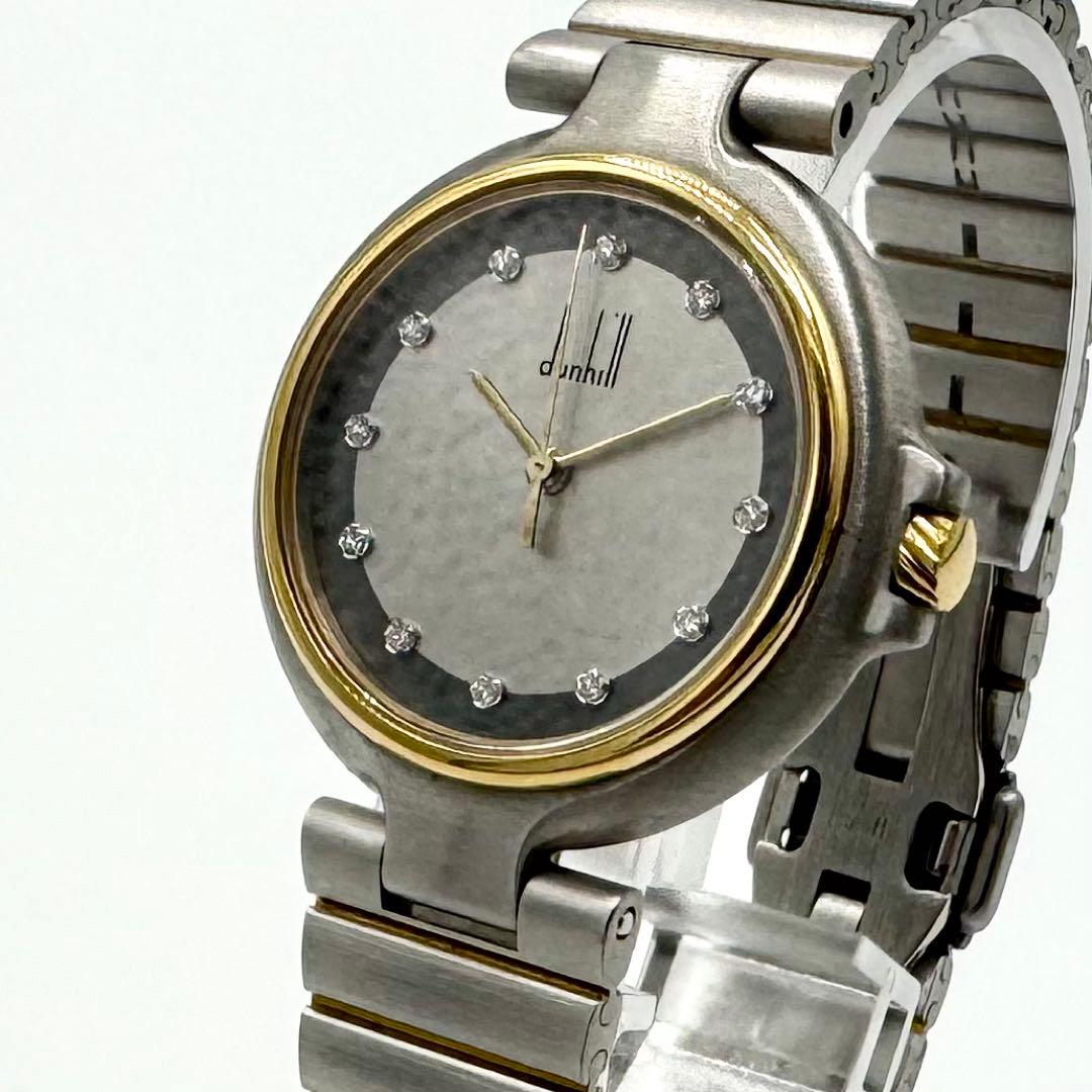 稼働/新品電池◎ダンヒル　ミレニアム　腕時計　12Pダイヤ　クォーツ　メンズ