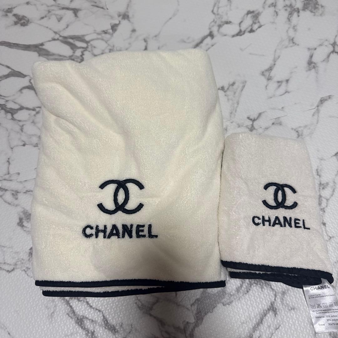 CHANEL タオルセット 大小2枚　ブランケット　ノベルティ　ホワイト