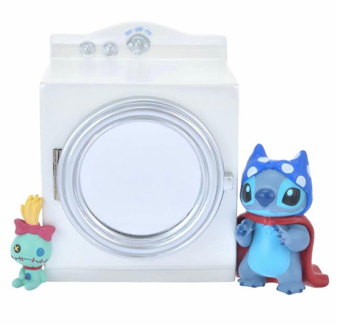 Disney スティッチ　ミラー付き小物入れ　フィギュア