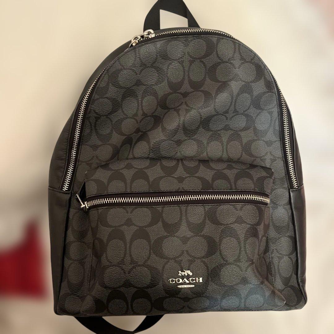 【 COACH 】美品 リュックサック A4シグネチャー ブラックスモーク 地雷