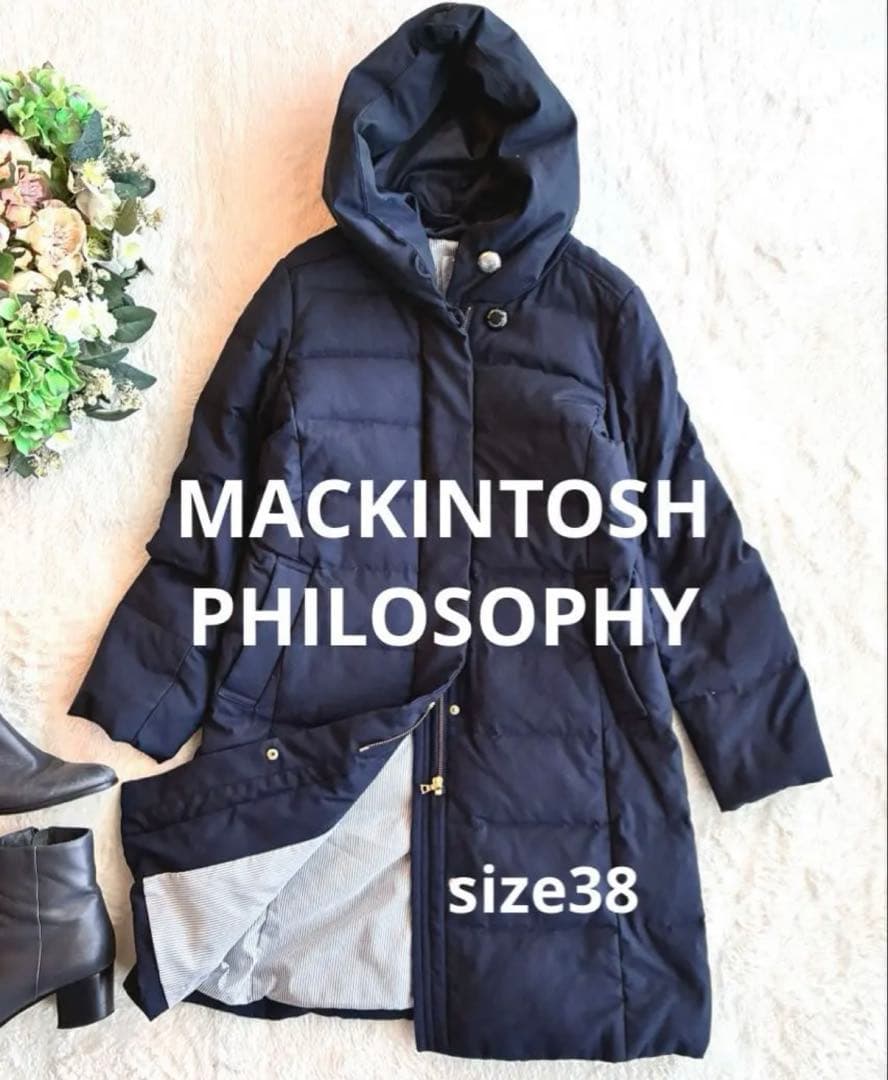 ✨ マッキントッシュフィロソフィー ロングダウンコート✨クリーニング済Mネイビー