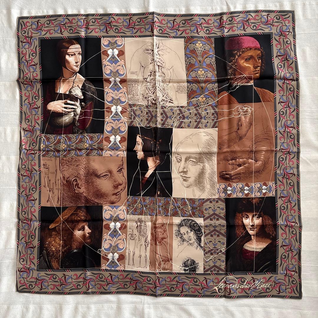 レオナルドダヴィンチ　シルク　スカーフ　Leonardo da Vinci 絵画