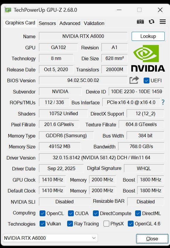 NVIDIA RTX A6000 グラフィックボード
