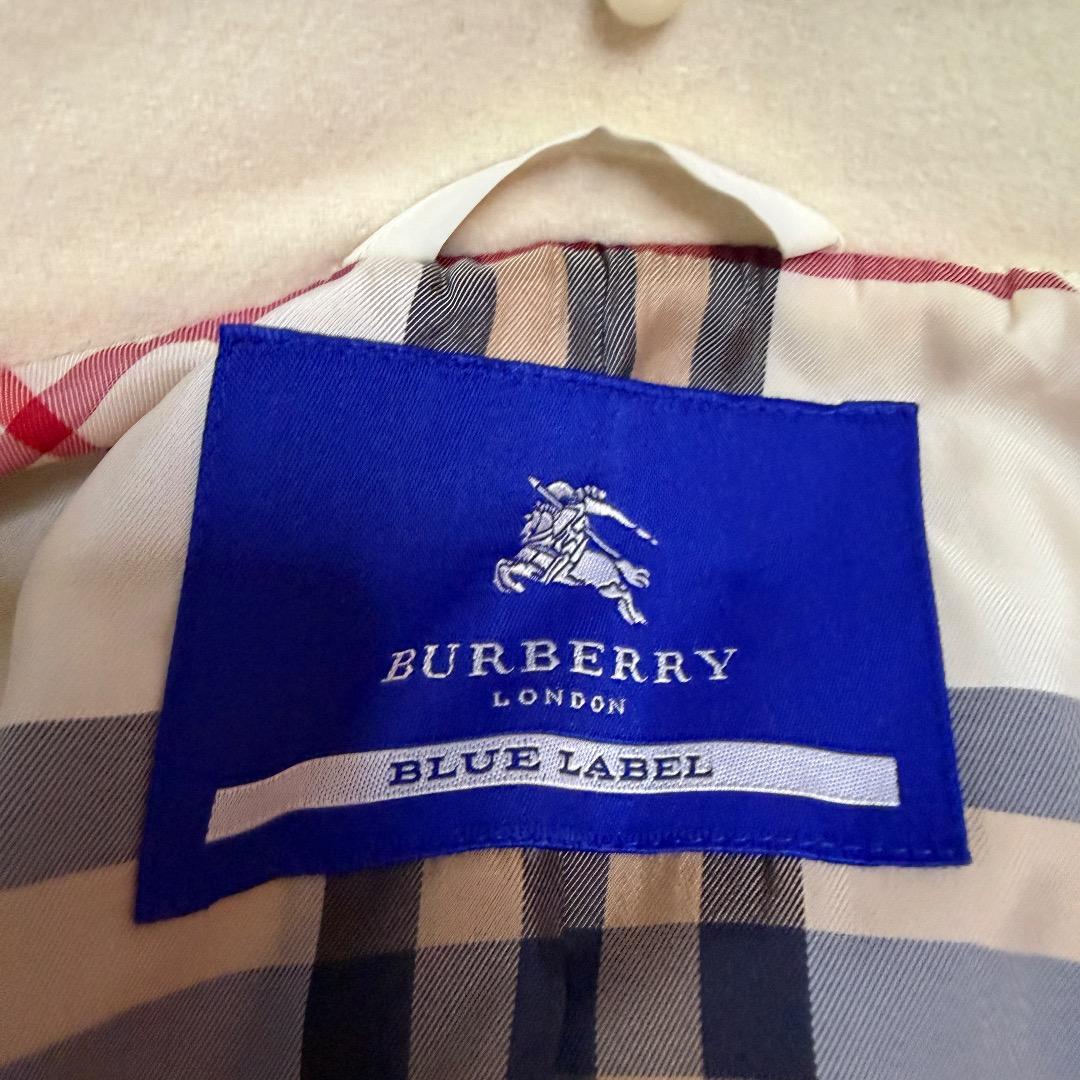 BURBERRY BLUE LABEL ウールコート ノバチェック裏地 白