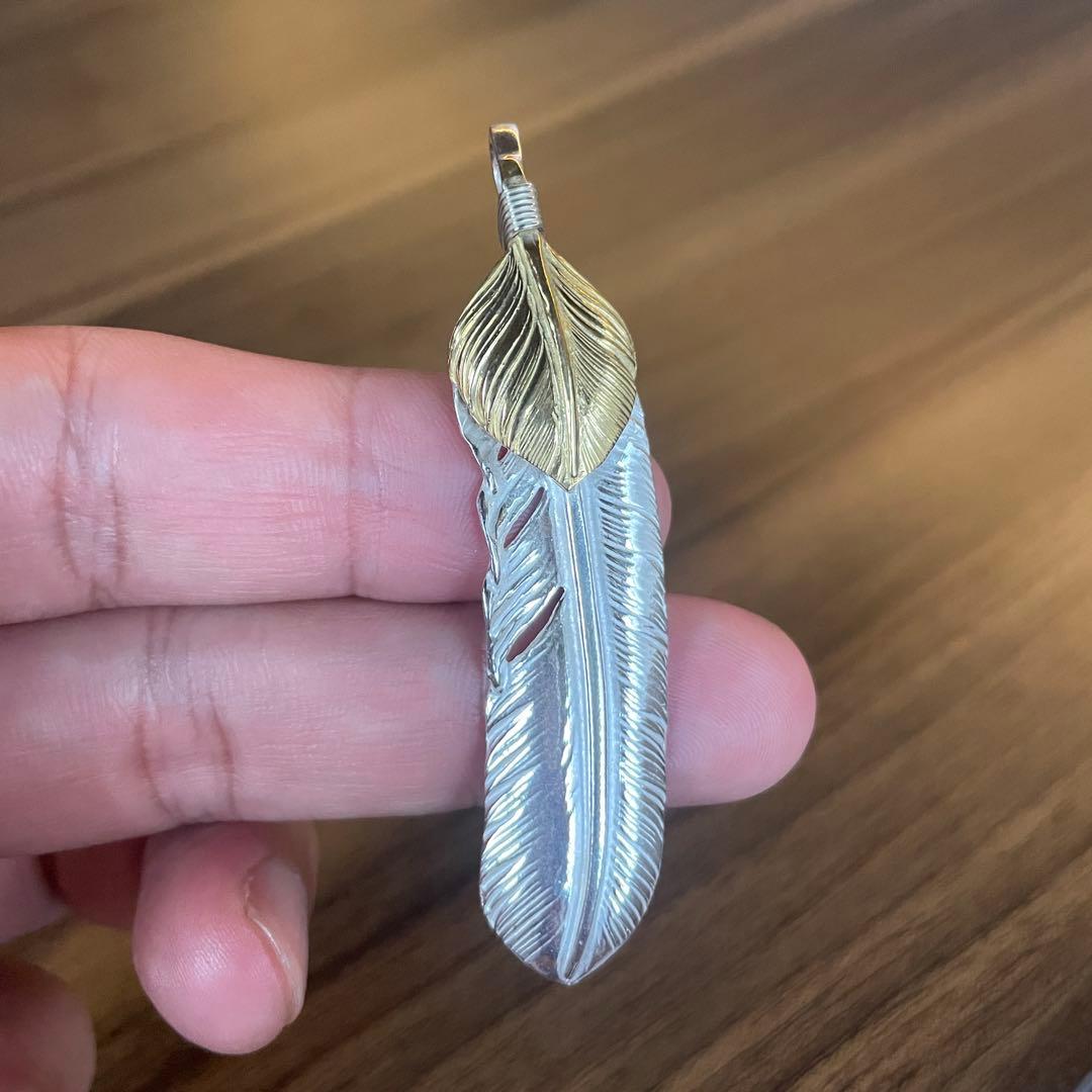 上金 右 フェザー ネックレス トップ ハート ハンドメイド ノーブランド