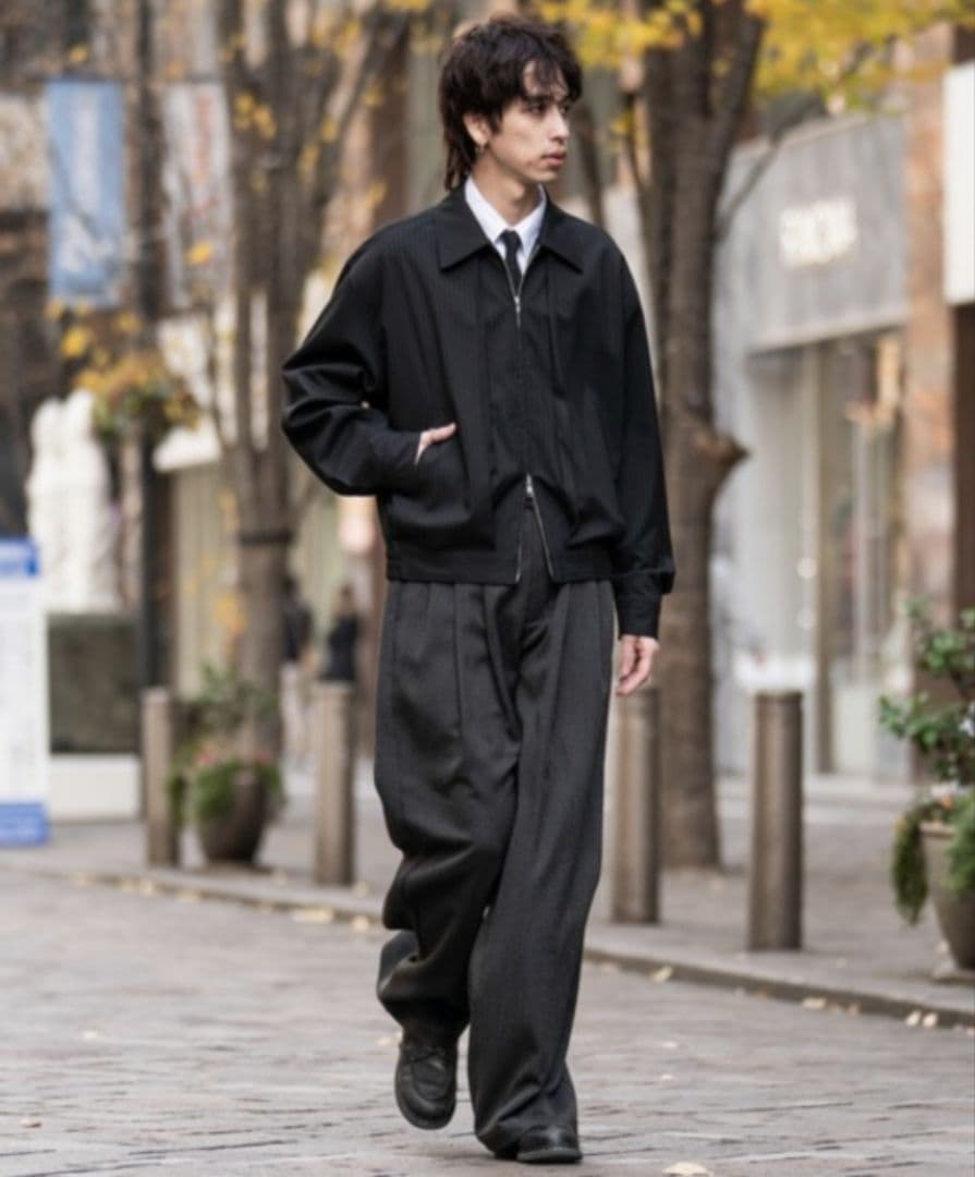 SINSS　美品　ストライプショートブルゾン　Sサイズ　ブラック　即日発送