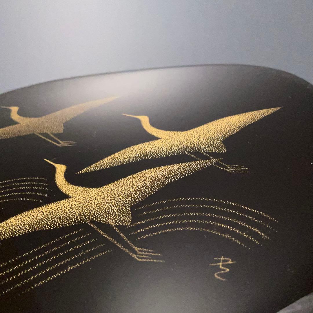 輪島　漆塗　千羽鶴沈金　弁当箱５組　三谷吾一　共箱　仕切り付き　R1325ル