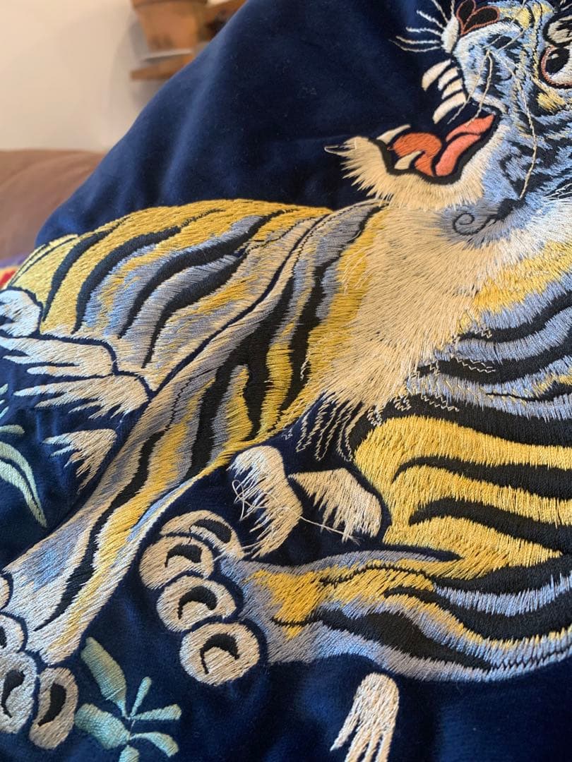 スカジャンTT13609別珍 ROARING TIGER×DRAGON 虎 龍