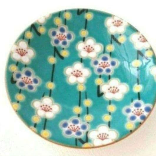 新品　九谷焼　12cm 縁起豆皿　青郊窯　梅