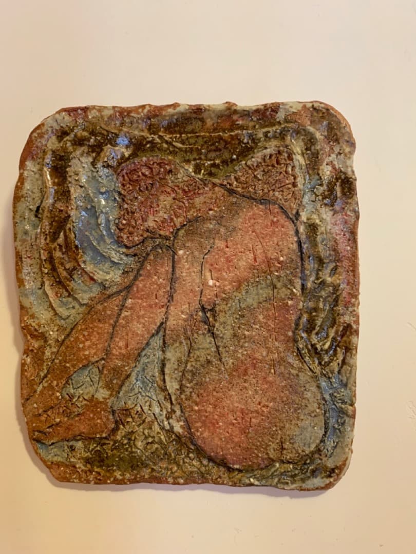 裸婦９　信楽焼　陶製　美術品　アート　壁掛け