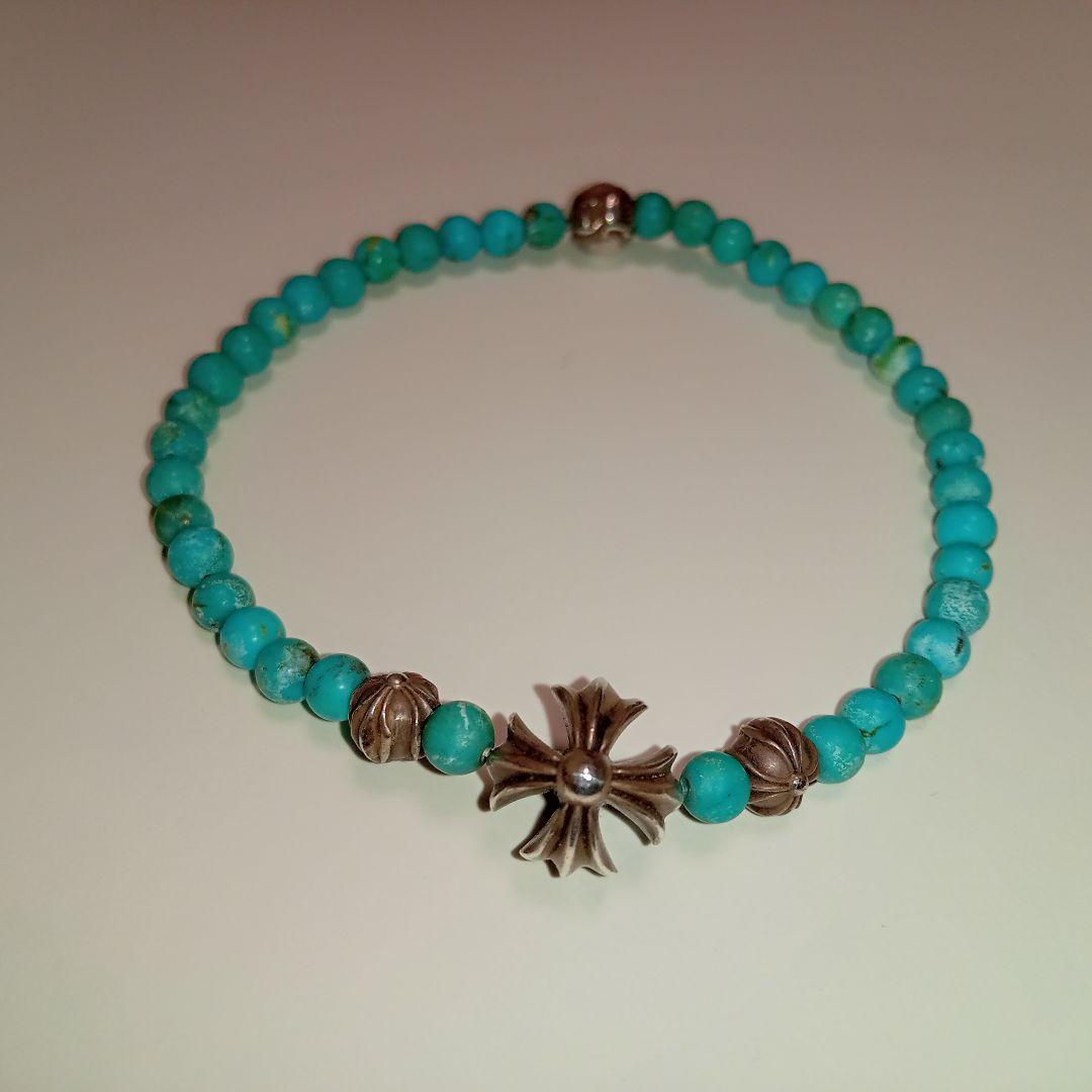 【最安値】クロムハーツ ビーズ ブレスレット4mm ターコイズ