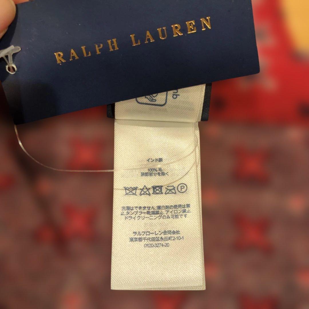 未使用　ラルフローレン　赤色ブランケット　インド製　タグ付