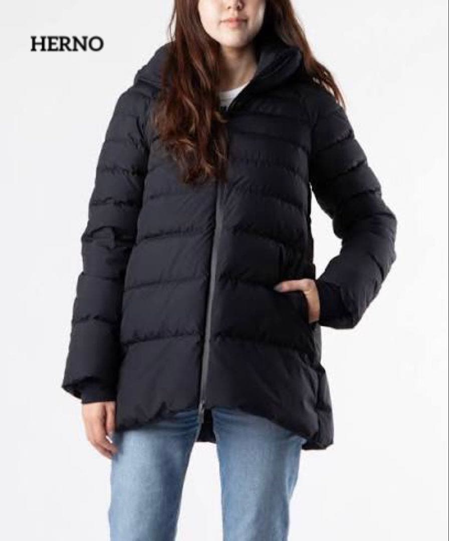 ヘルノ ラミナー ウインドストッパー ダウンコート ブラック ロング丈 冬物