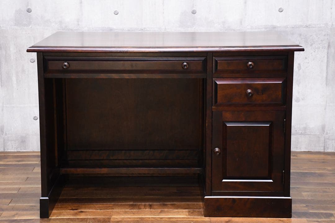 EGC94 北海道民芸家具 #421 片袖デスク 樺/カバ材 書斎デスク 片袖机