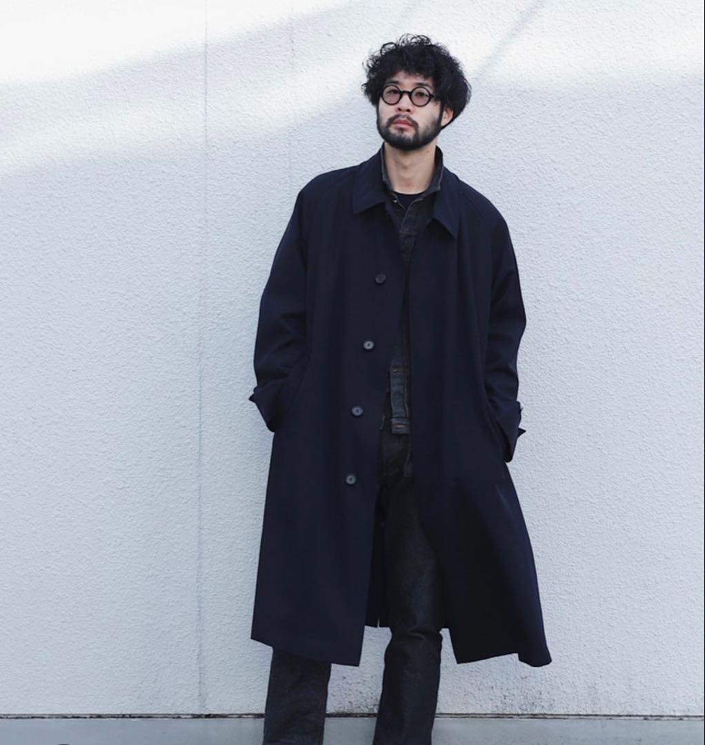 LE ネイビー ステンカラーコート