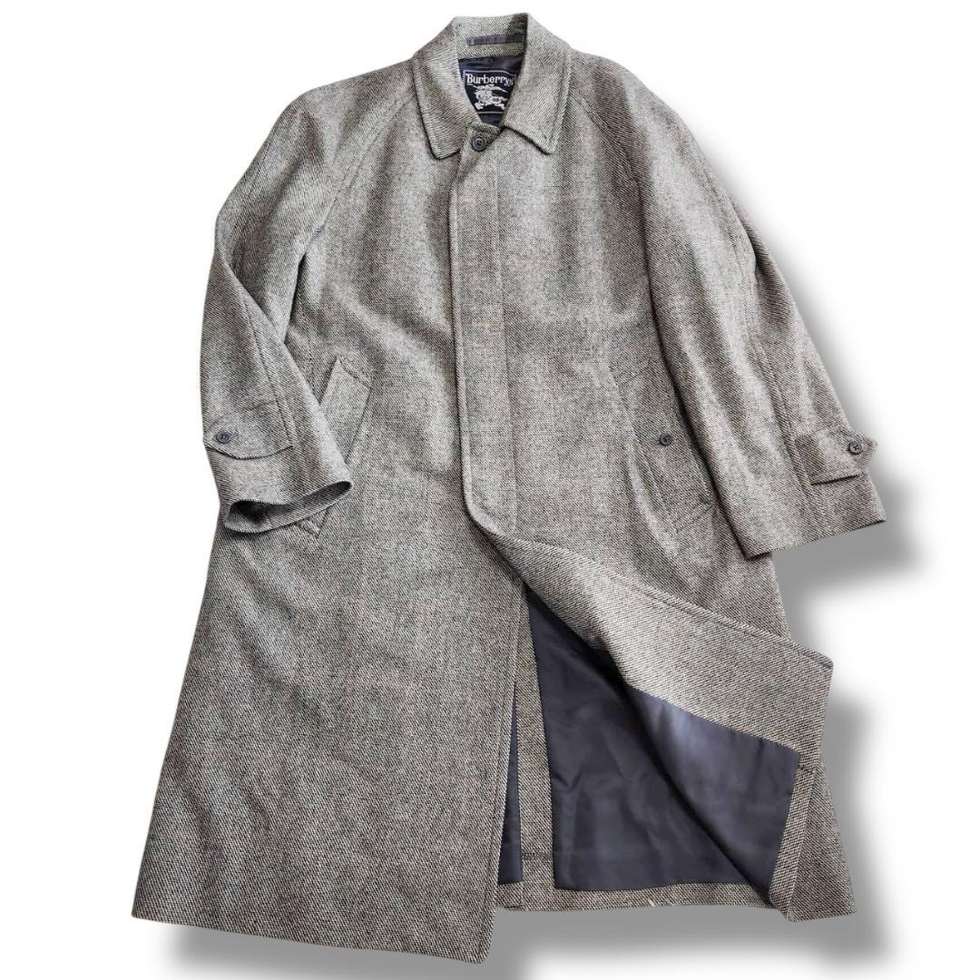 バーバリー ステンカラーコート メンズM カシミヤ混 グレンチェック チェスター