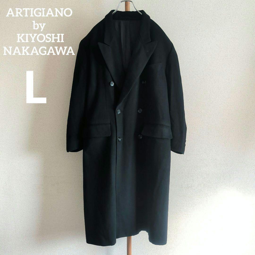希少 ARTIGIANO ダブルチェスターコート 超ロングコート カシミヤ混紡