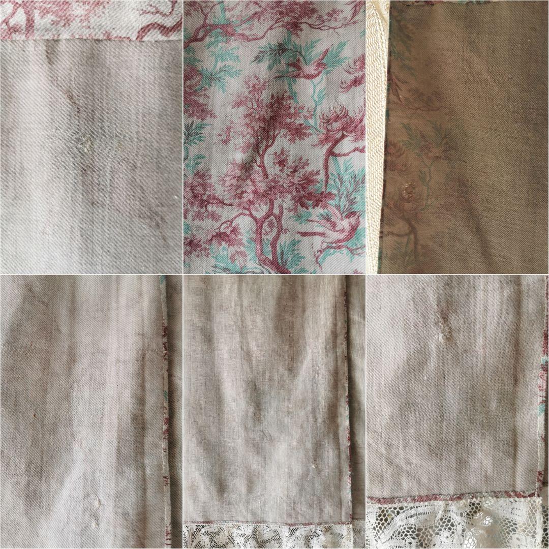 アンティーク 1880年代トワルドジュイ鳥達の森 ミラネーゼレース装飾カーテンβ