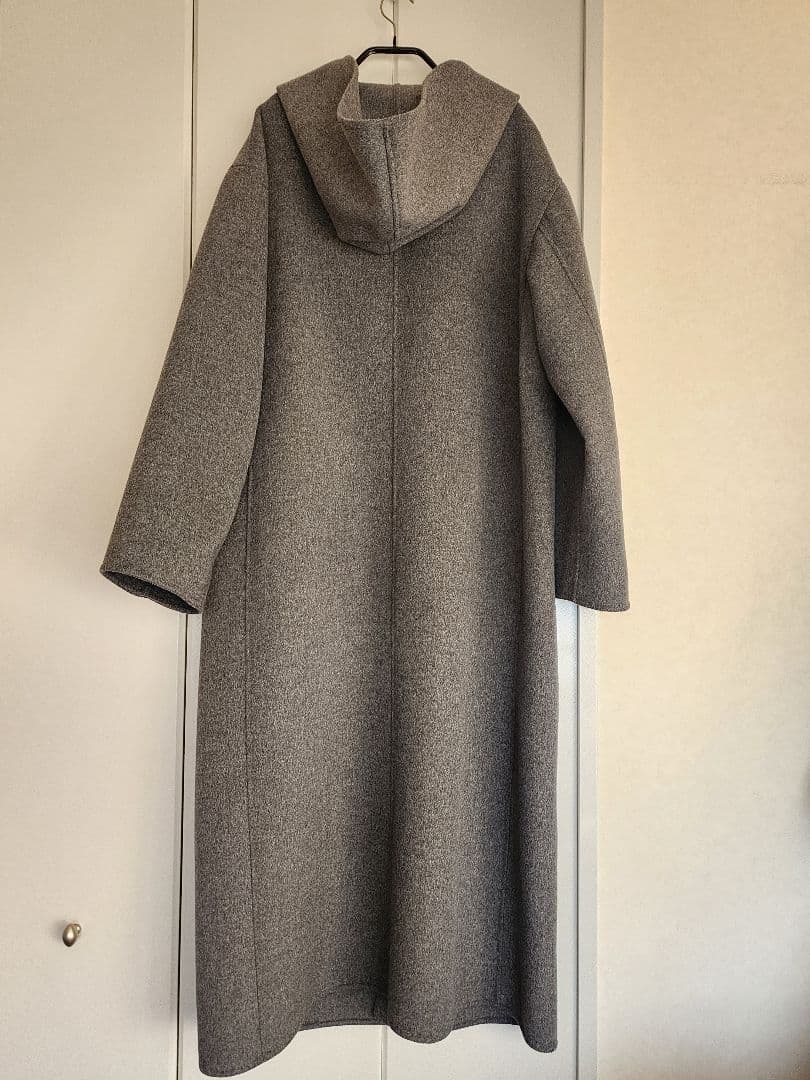 [PLST] ウールブレンドリバーフーディーロングコート DARK GRAY M