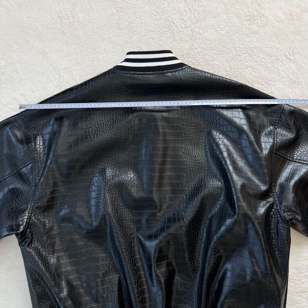 極美品✨ FUBU フェイクレザー　スタジャン フブ 黒 パイソン クロコダイル