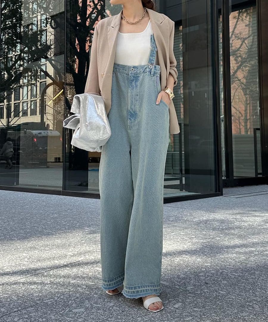 美品 doudou ドゥドゥ デニムサロペット ライトブルー F レディース