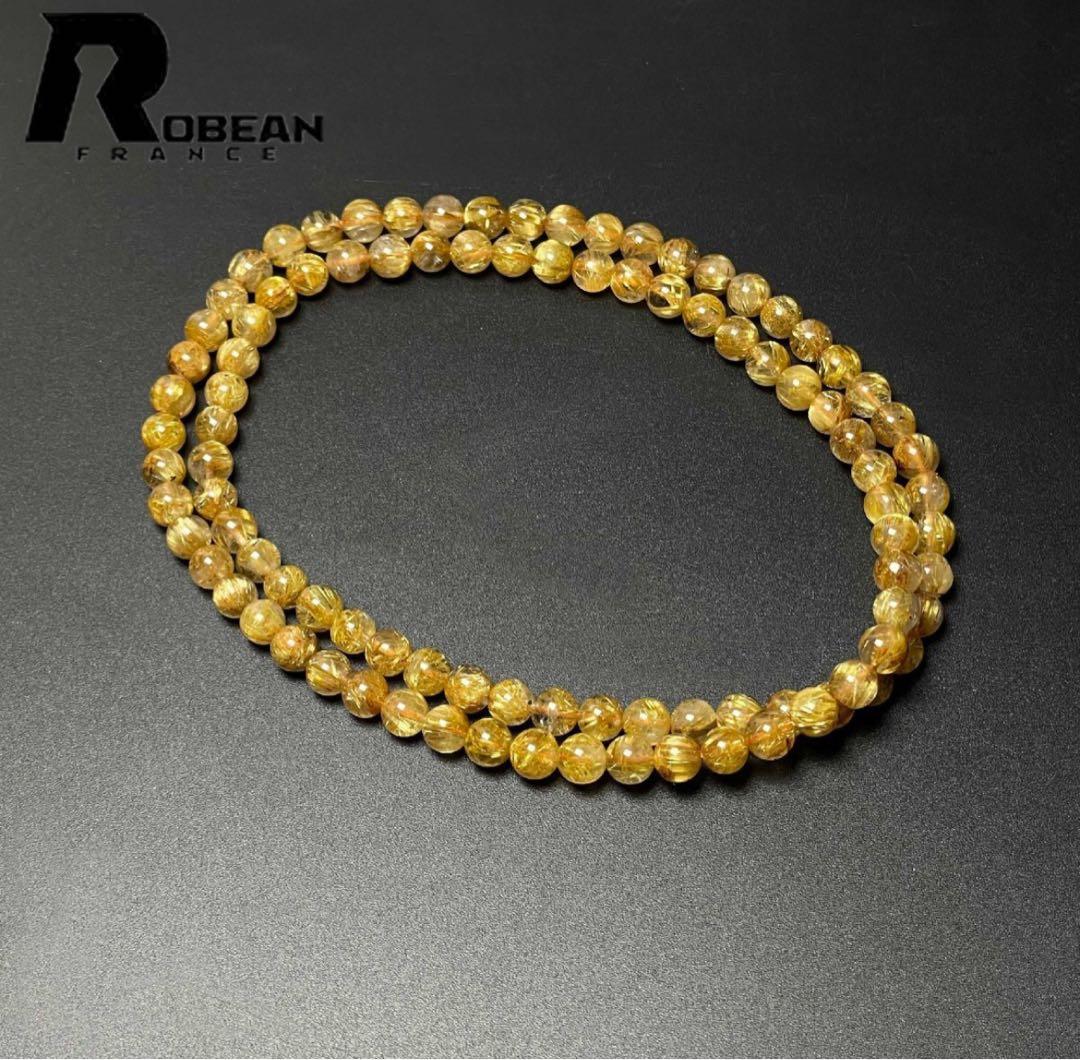 ROBEAN 天然石 タイチンルチル 金運 開運 3本巻きブレスレット