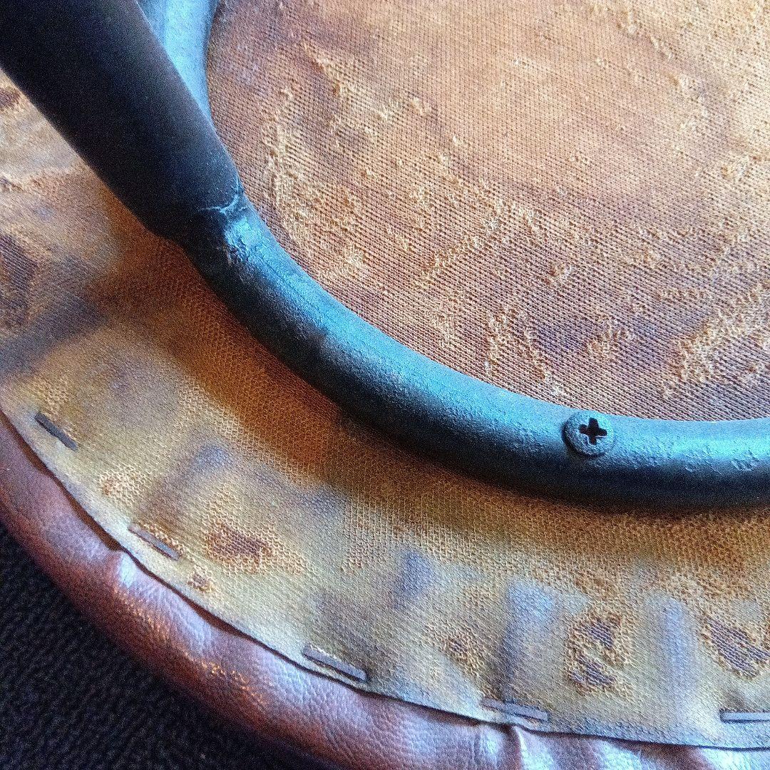 ブラウンレザー調 バースツール　椅子　昭和レトロ　アイアン