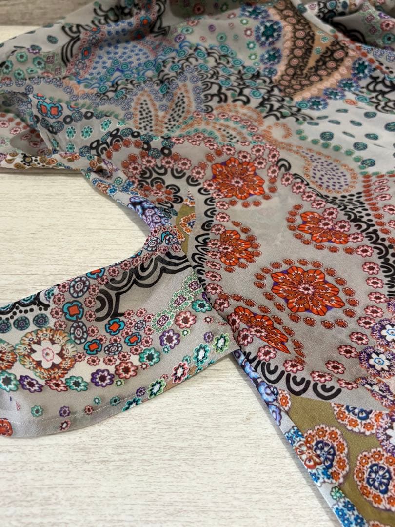 ETRO シルクカシュクールブラウス イタリア製 ドット ペイズリー　42