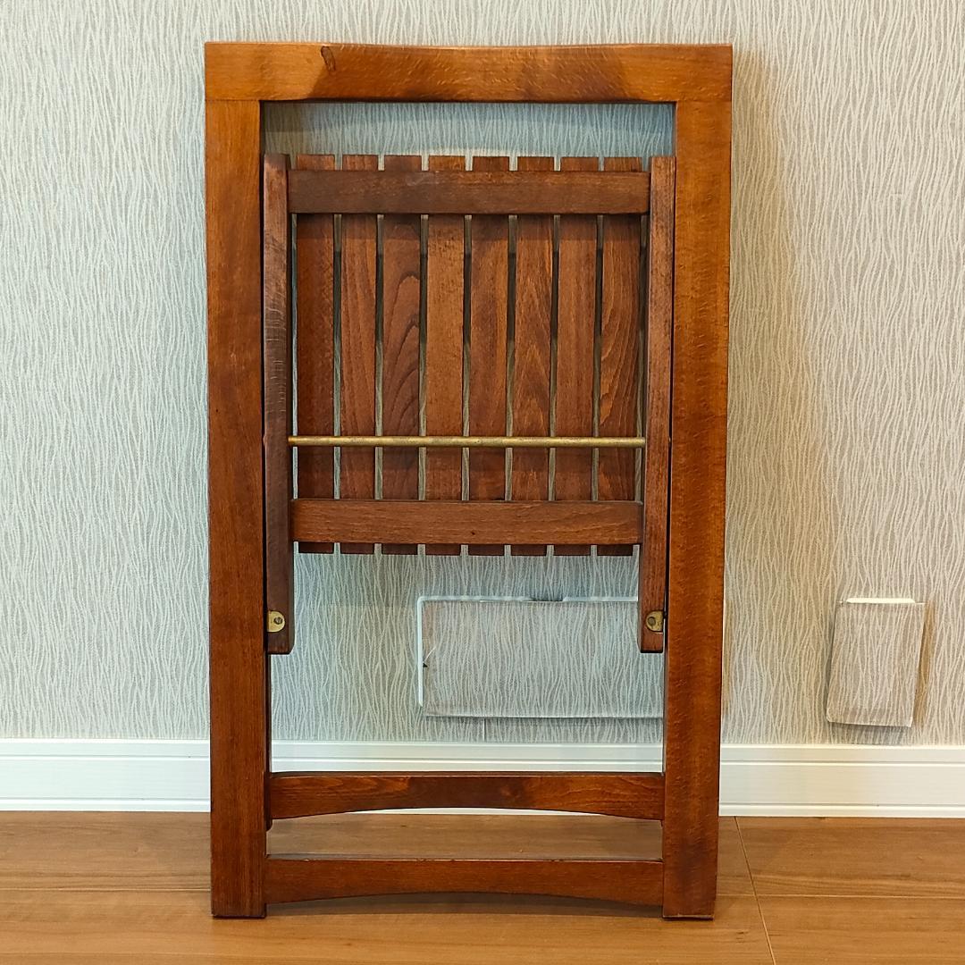 ヴィンテージ　木製　真鍮金具　フォールディングチェア　折りたたみ椅子