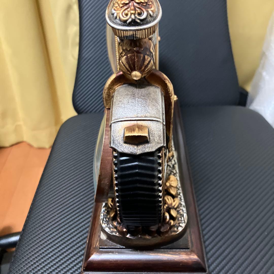 【美品】LISHENG 置き時計 アンティーク調 自転車モチーフ 温度計付き