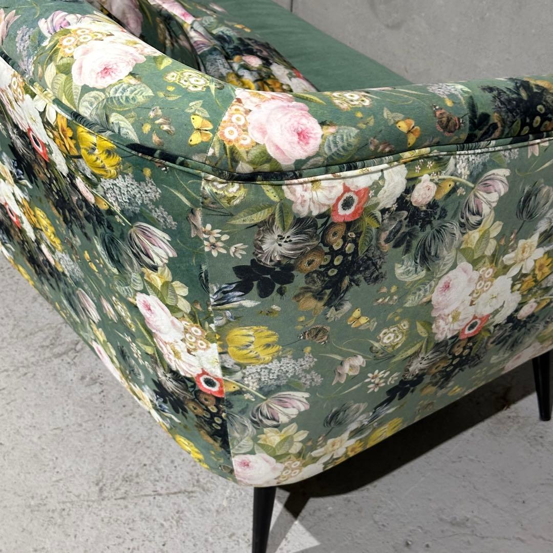 ★東馬★ 3人掛け 花柄ソファ クッション付 ボタニカル 高級ファブリック