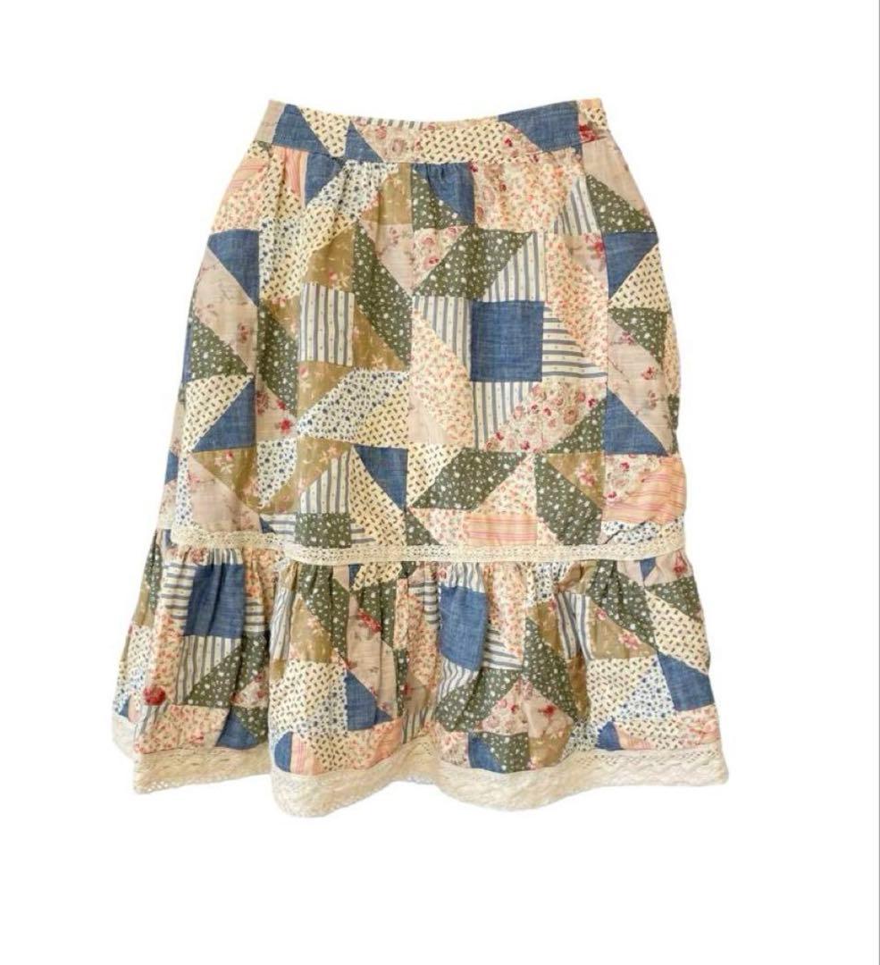 雑誌掲載⭐︎美品⭐︎ラルフローレン⭐︎パッチワークプリント コットンAライン スカート