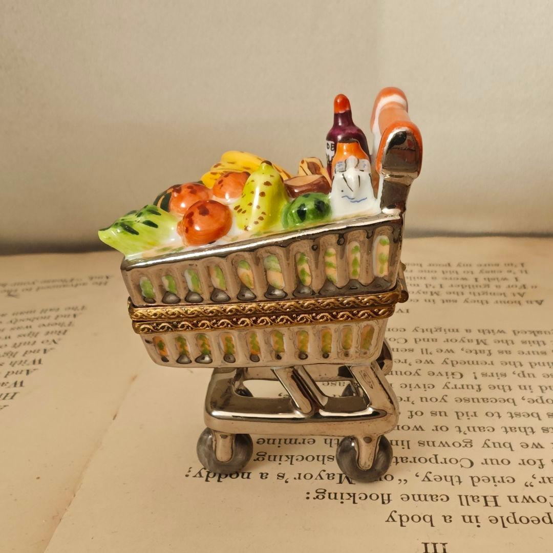 リモージュボックス　ショッピングカート　フランス製　小物入れ　ミニチュア