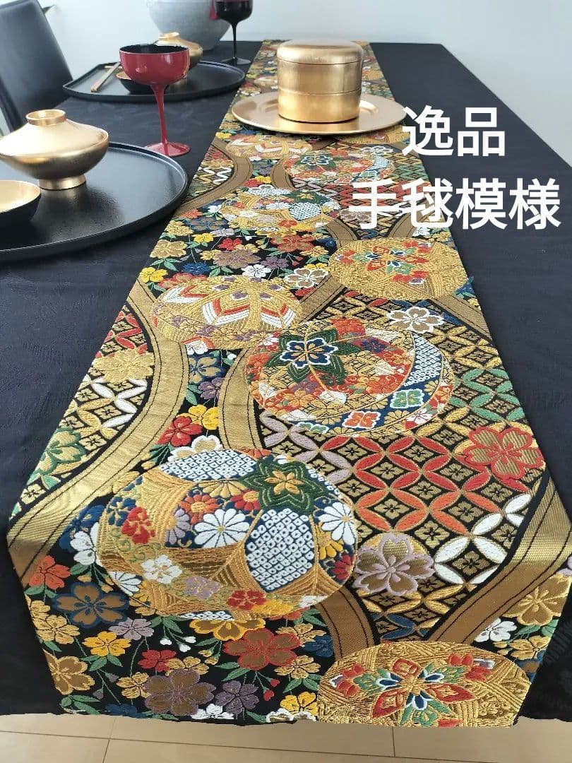 A943★逸品‼️豪華刺繍‼️ひな祭り‼️袋帯正絹テーブルランナー2m13cm