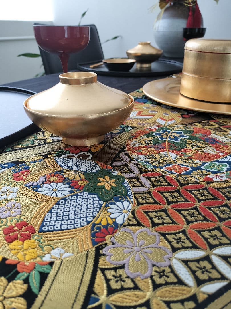 A943★逸品‼️豪華刺繍‼️ひな祭り‼️袋帯正絹テーブルランナー2m13cm