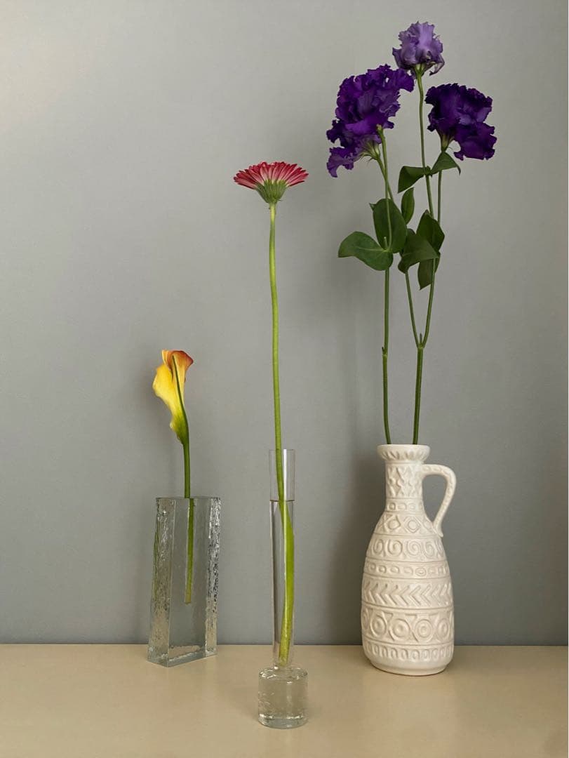 ドイツ アンティーク ビンテージ クリア 細長い花瓶 フラワーベース 希少 美品