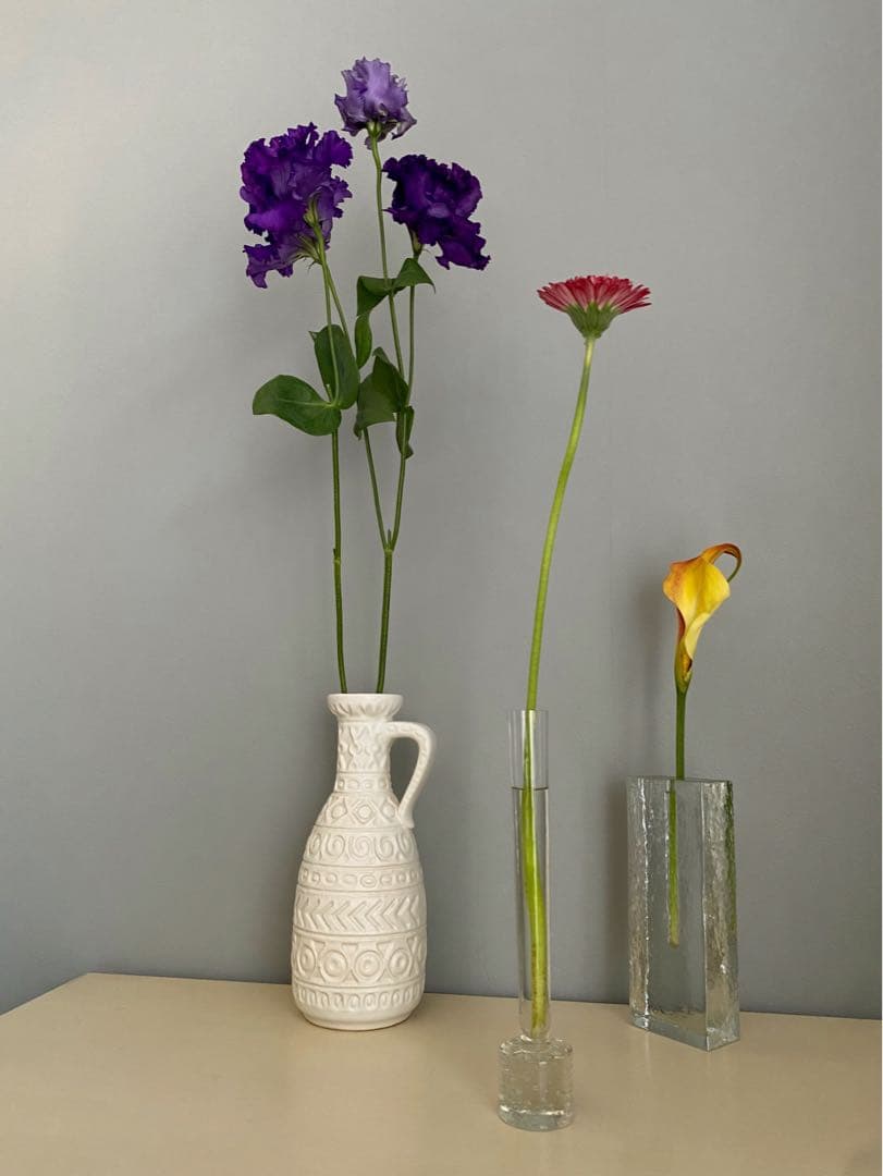 ドイツ アンティーク ビンテージ クリア 細長い花瓶 フラワーベース 希少 美品